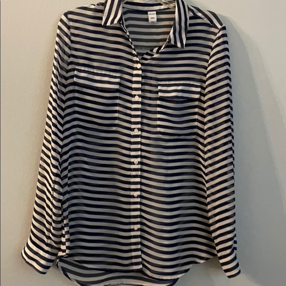 Striped long sleeve blouse
